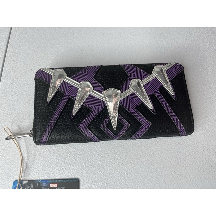 Loungefly Marvel Black Panther Zip Around Wallet Purple Black NWT