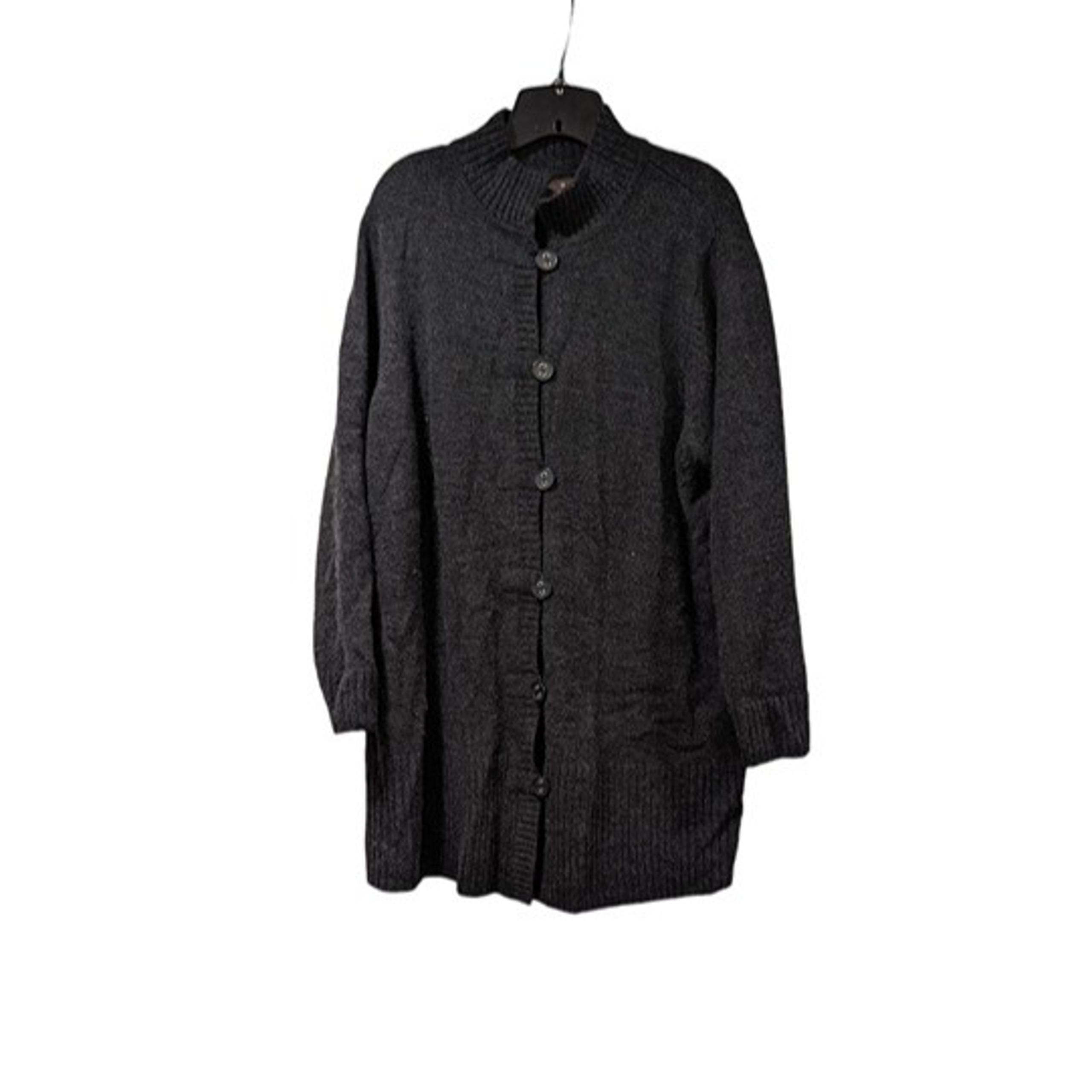 Fenn Wright Manson Gray Merino Wool Button Up Cowl Neck Cardigan Sz 2X