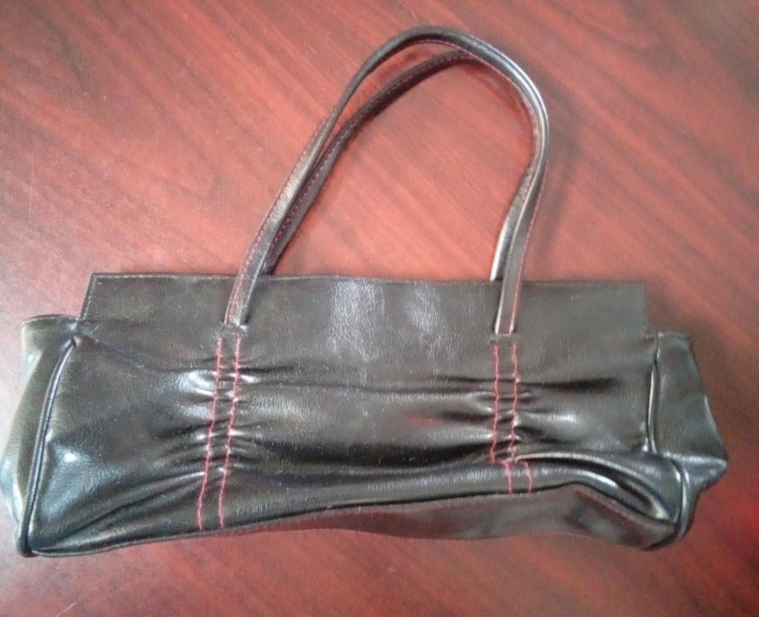 Victoria's Secret Vintage Black Small Shoulder Handbag Baguette Faux Leather