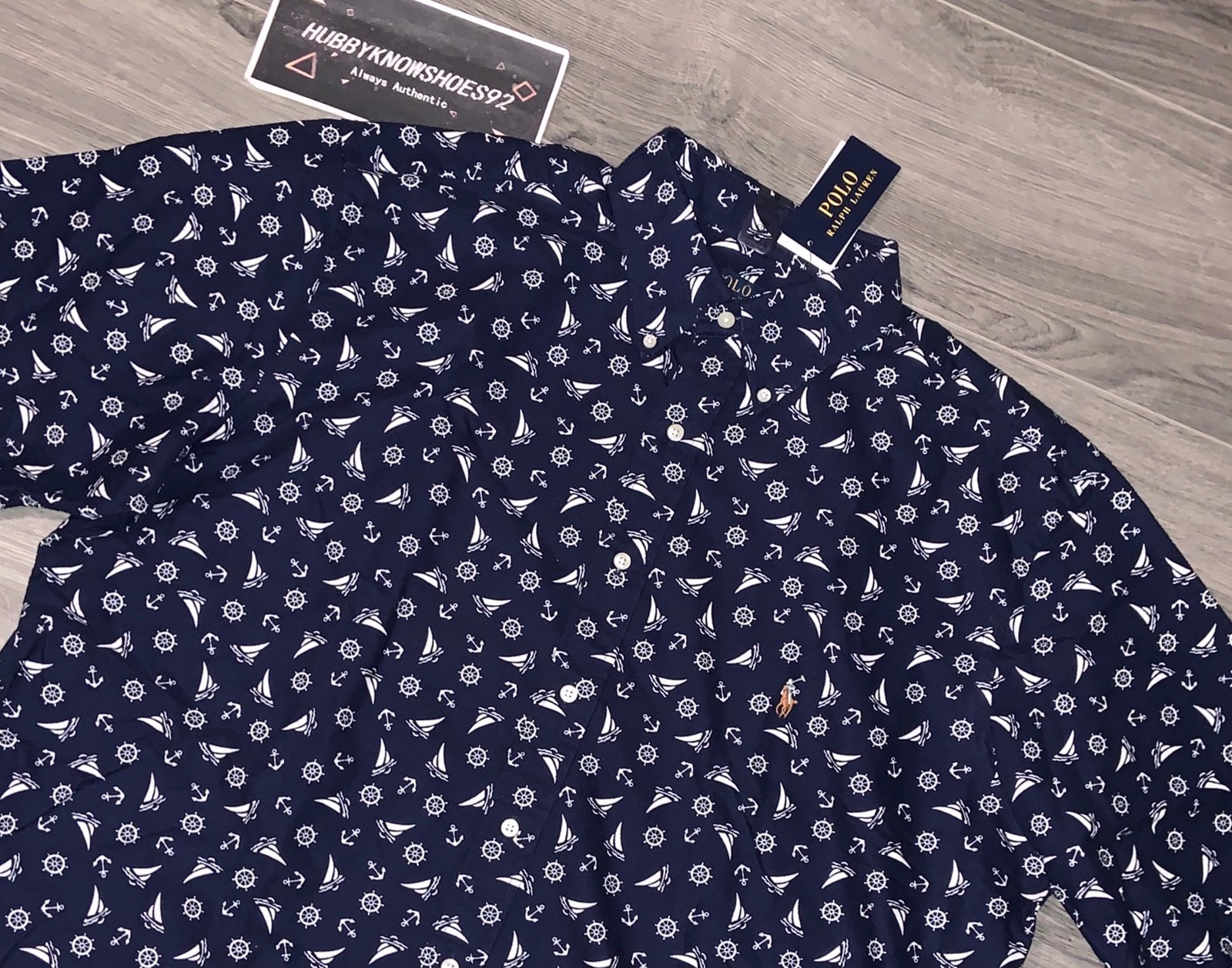 POLO RALPH LAUREN Men Big & Tall Navy Beach Boat Print Button Down Shirt XLT NWT