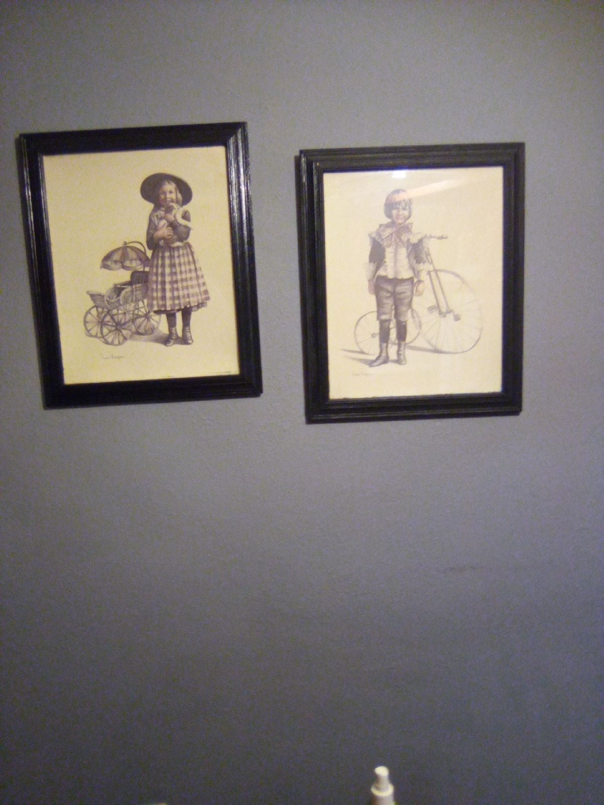 Old fashioned prints boy and Girl