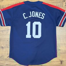 Rare Vintage STARTER Men's L Atlanta Braves Chipper Jones MLB STITCHED Jersey
