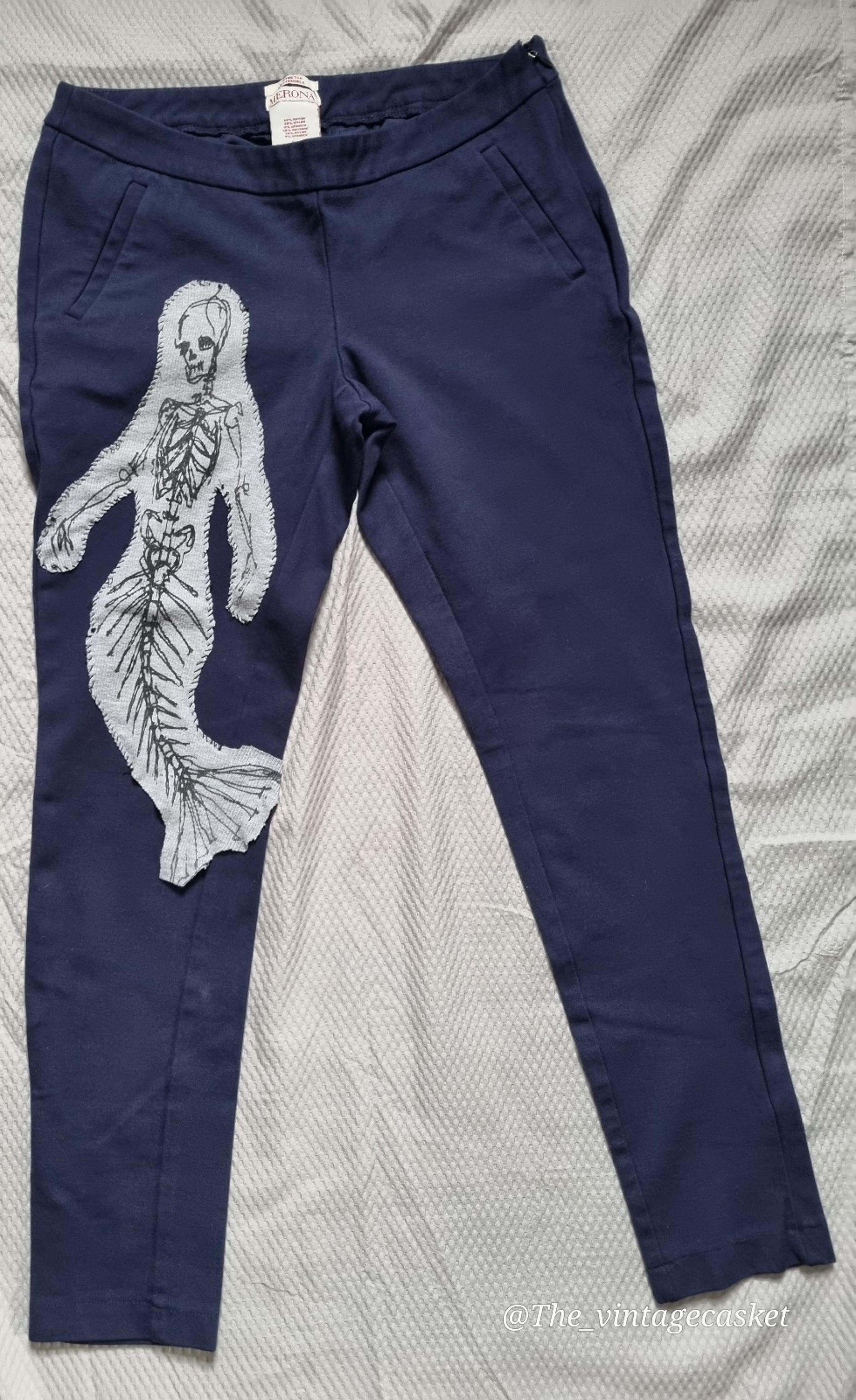 Upcycled women's Navy blue skinny pants size 8