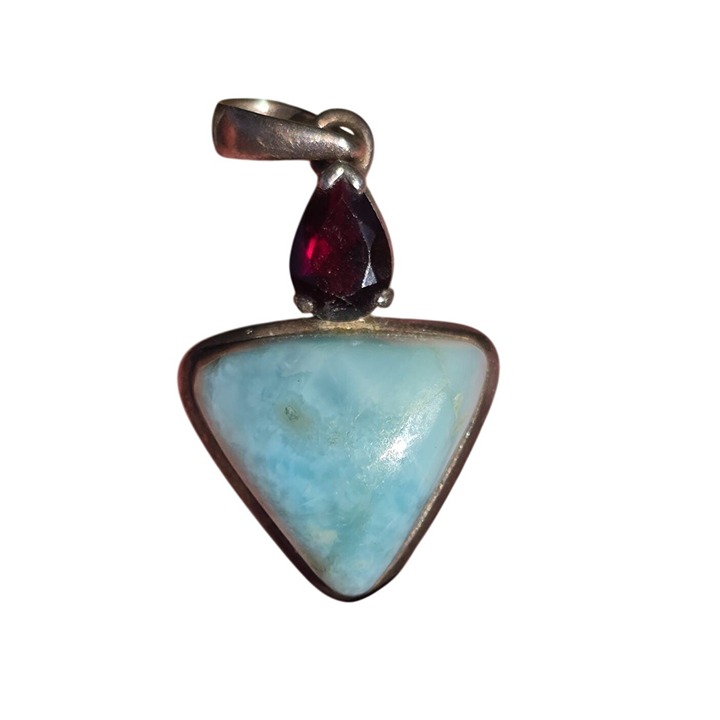 Larimar & Garnet Sterling Silver Pendant