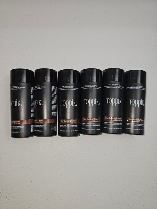 6 Bottles of Medium Brown Toppik Hair Fiber Priority Shipping/3days
