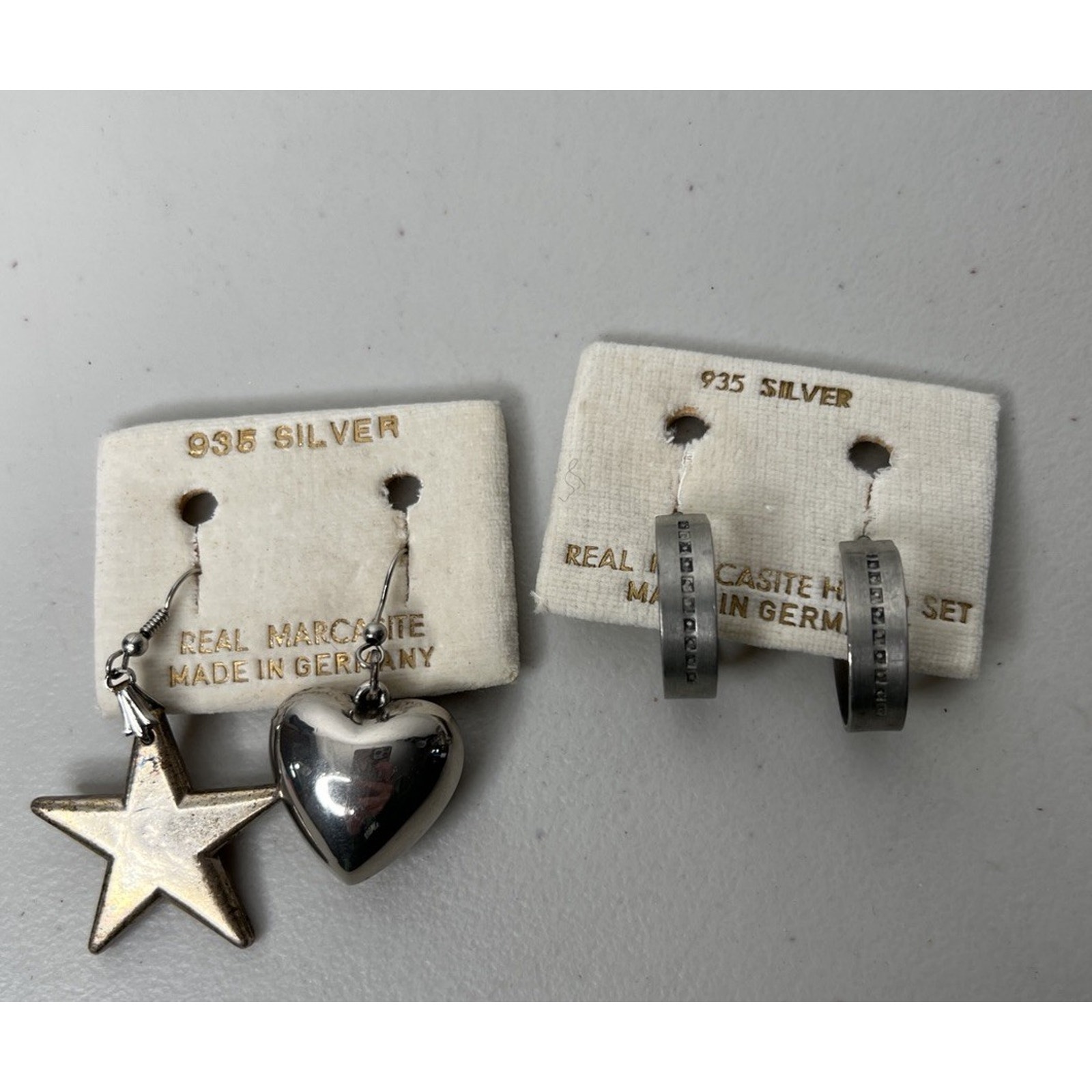 935 Sterling Silver Marcasite Made In Germany Earrings Set Of 2