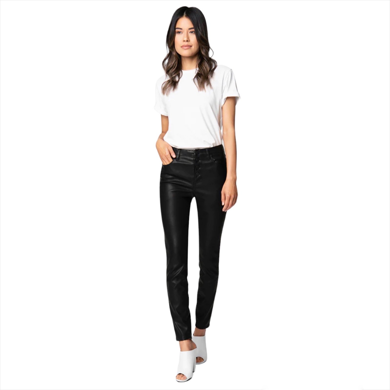 BlankNYC Daddy Soda The Great Jones Black Faux Vegan Leather Skinny Pants sz 29