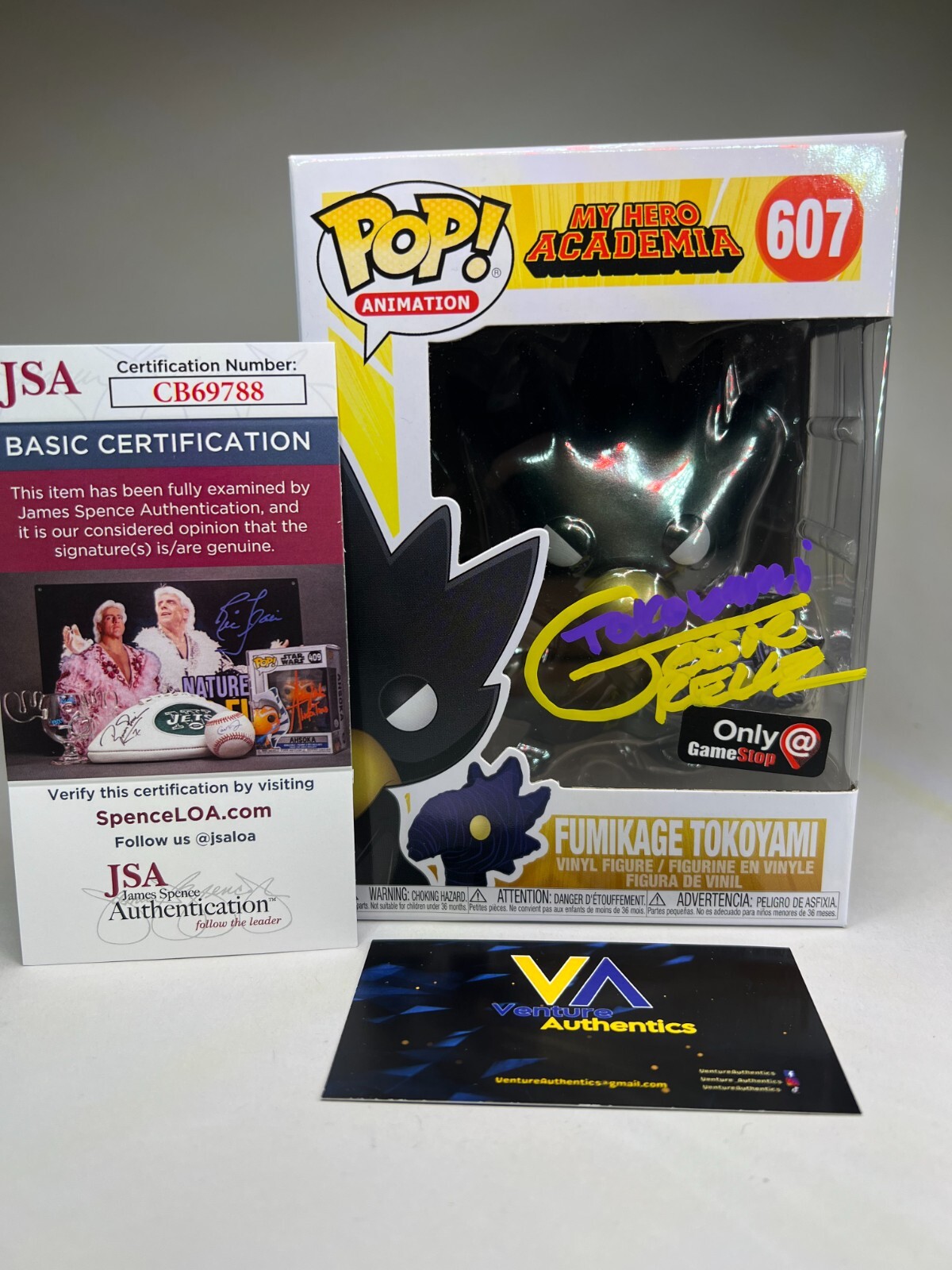 Jesse Grelle Signed Fumikage Tokoyami My Hero Academia Funko Pop w/ JSA COA