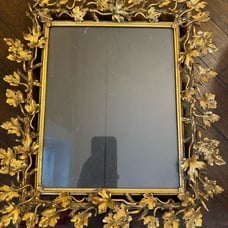 RARE! Vintage GOLD LEAVES METAL Hollywood Regency PICTURE FRAME Antique