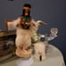 Hopi Tribal Owl Kachina Doll, Made From Rabbit Fur, With Stand, Signed EJ