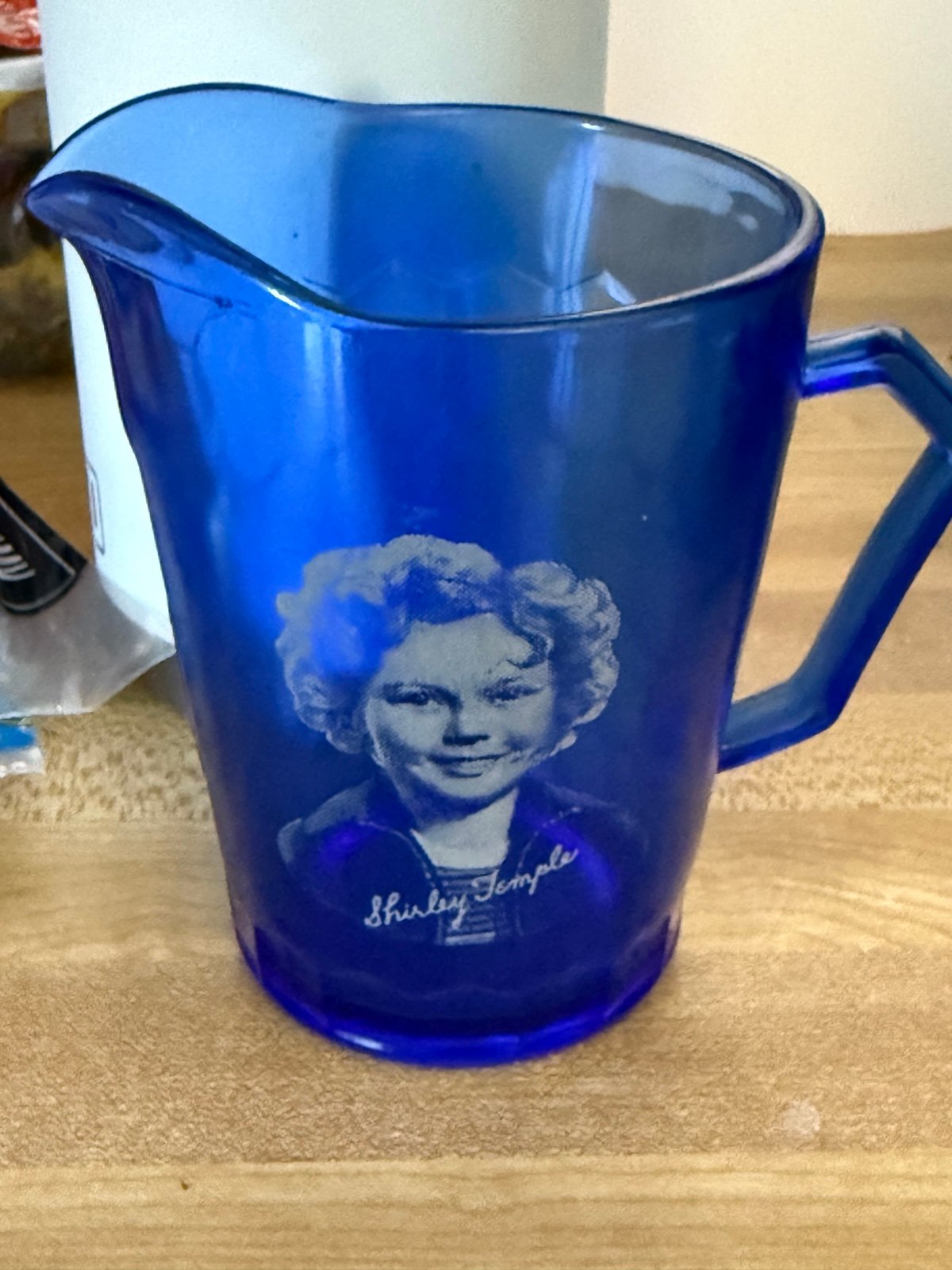 1930s SHIRLEY TEMPLE COBALT BLUE SMALL PITCHER CREAMER