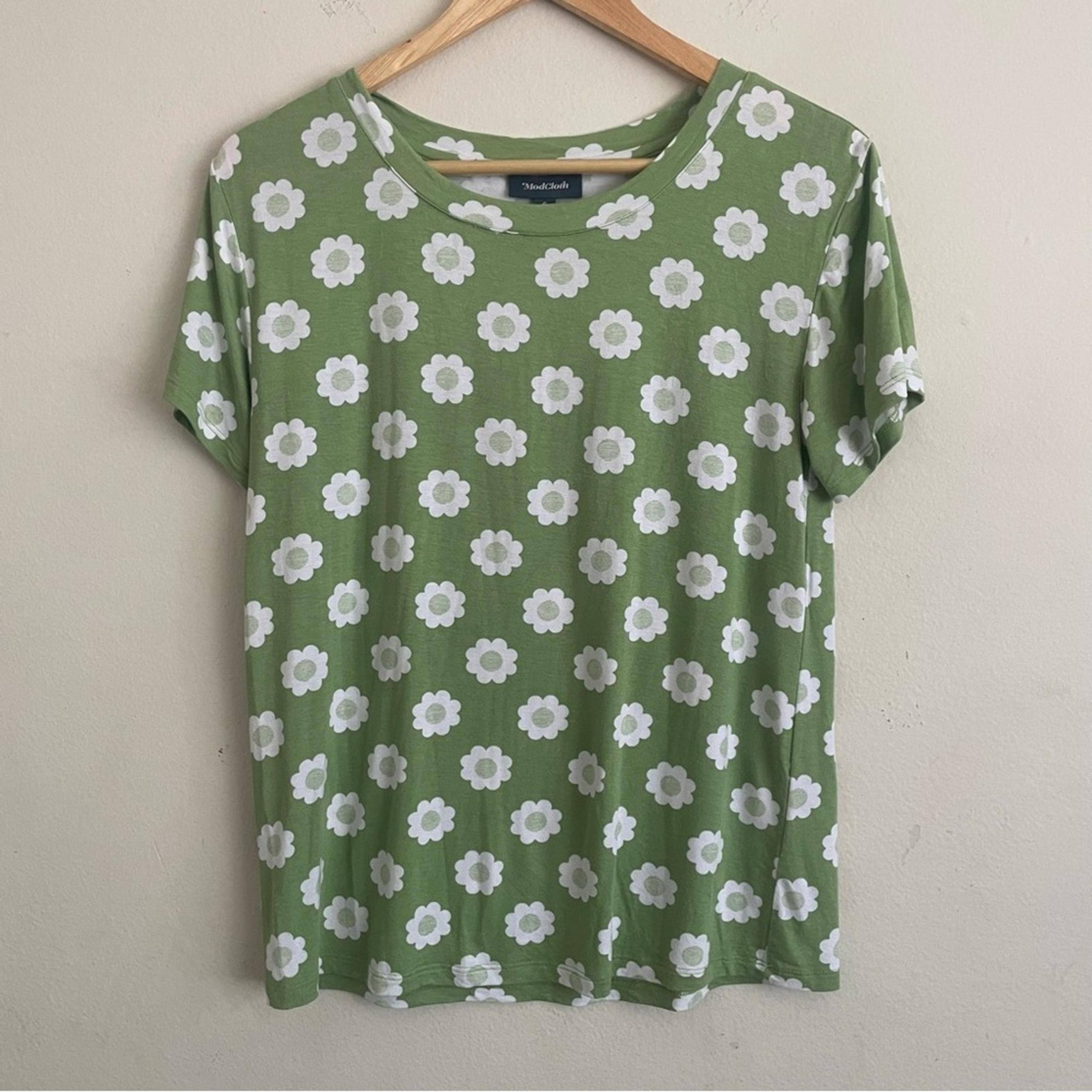 ModCloth Green White Floral Summer Top Size Small