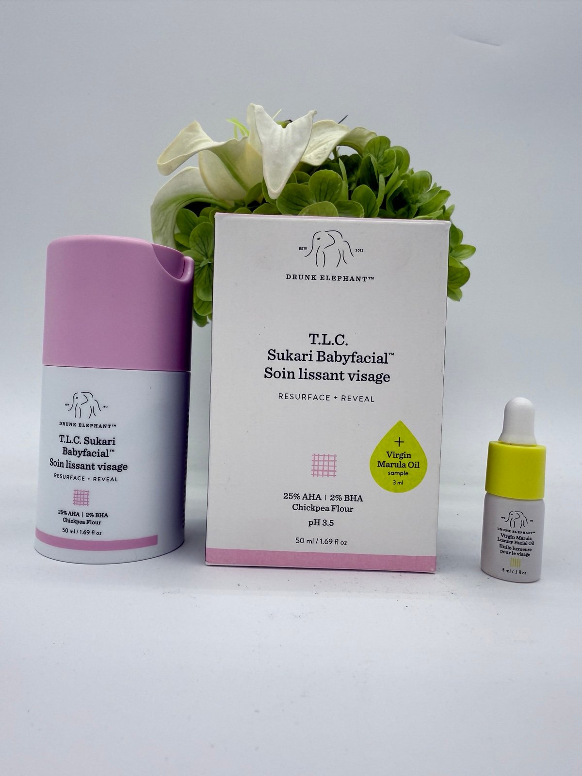 DRUNK ELEPHANT T.L.C. Sukari Babyfacial Mask 50ml/1.69oz + Virgin Marula Oil 3ml