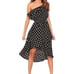 Off Shoulder Ruffle Casual Cute Polka Dot Elastic Waist Hi-Lo Flowy Dress L or M
