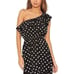 Off Shoulder Ruffle Casual Cute Polka Dot Elastic Waist Hi-Lo Flowy Dress L or M