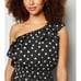 Off Shoulder Ruffle Casual Cute Polka Dot Elastic Waist Hi-Lo Flowy Dress L or M