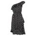 Off Shoulder Ruffle Casual Cute Polka Dot Elastic Waist Hi-Lo Flowy Dress L or M