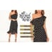 Off Shoulder Ruffle Casual Cute Polka Dot Elastic Waist Hi-Lo Flowy Dress L or M