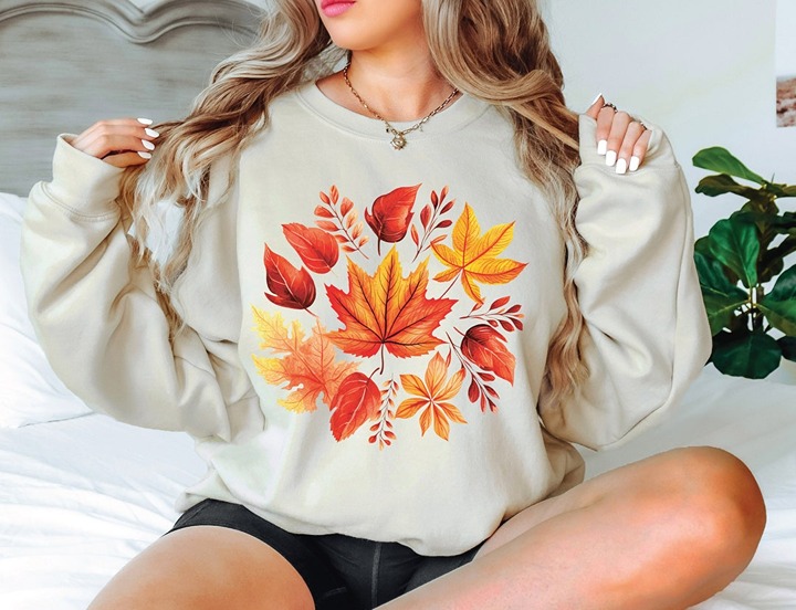 Autumn Shirt Fall Leaf Sweatshirt Fallen leaves Shirt Plant Women Sweatshirt