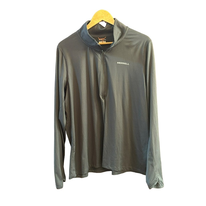 Merrell Men's Lightweight Long-Sleeve Quarter-Zip Pullover Size XXL Grey Green