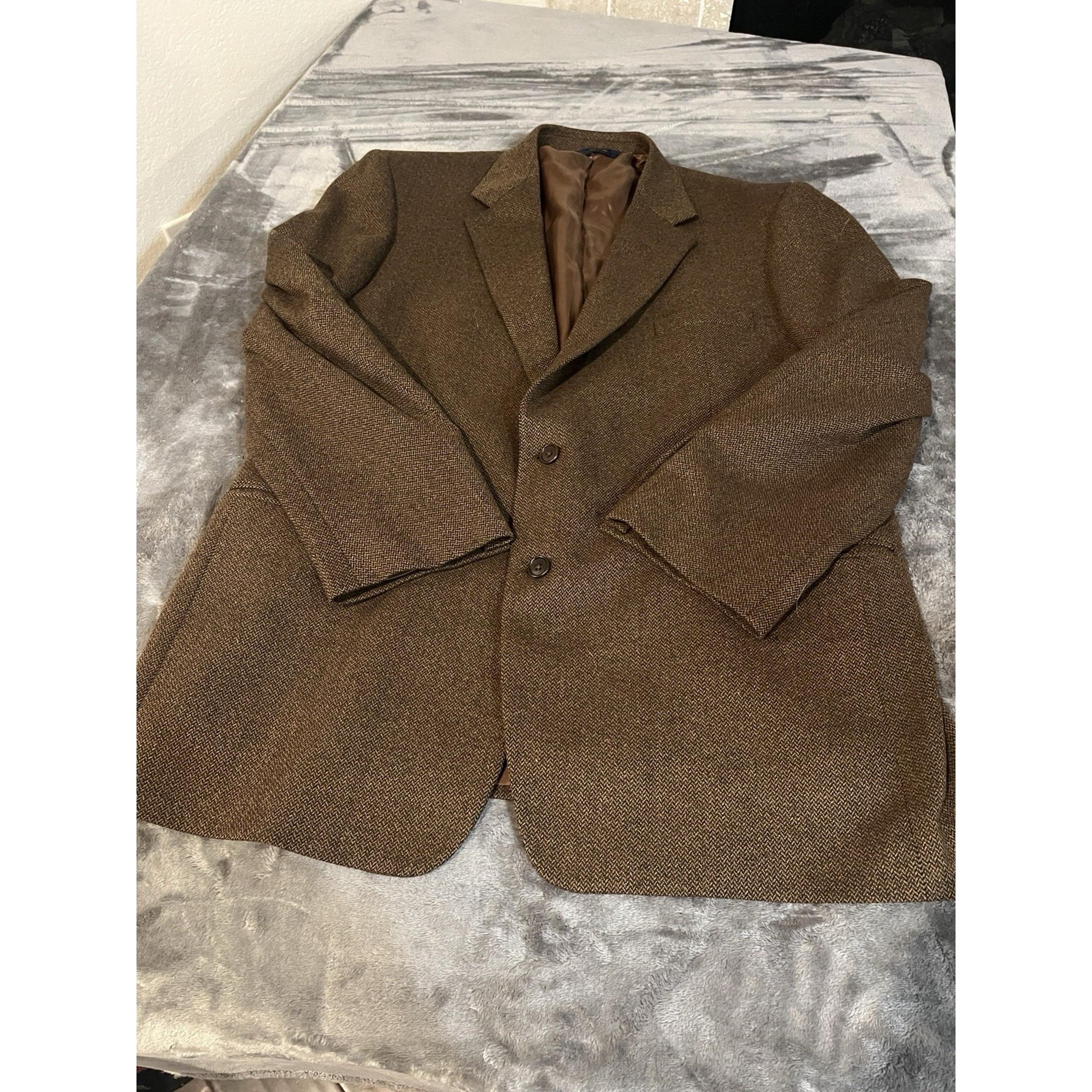 Brooks Brothers Blazer Made in Italy 100% Lambswool Herringbone Brown Jacket 48L