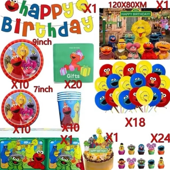 Sesame Street Birthday Party Supplies | 86pc Set | New
