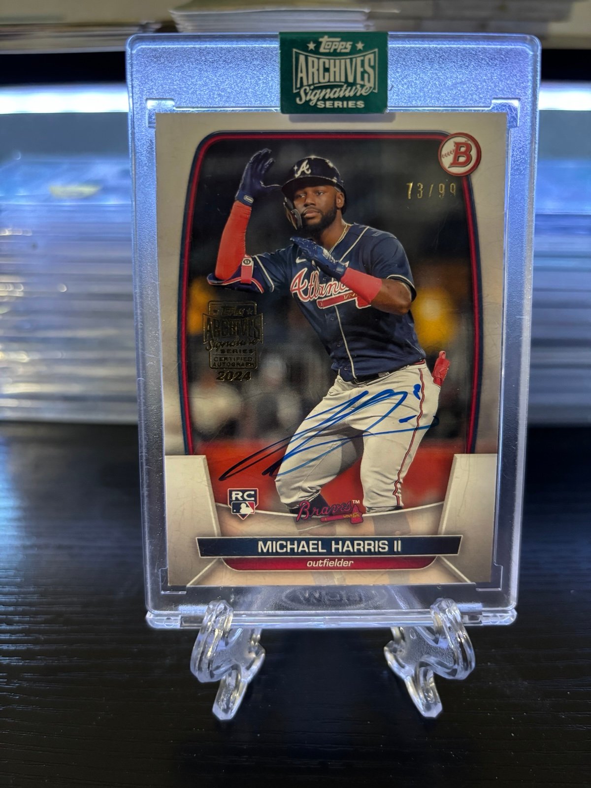 MIchael Harris 2024 Topps Archives 2023 Bowman RC on card Auto /99