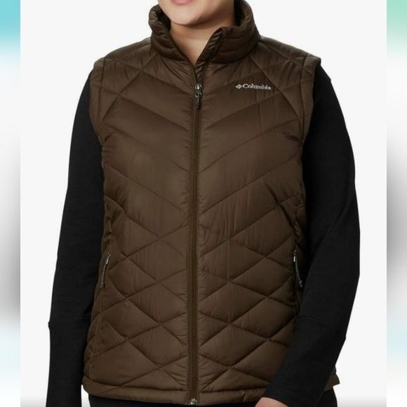 Columbia Heavenly Puffer Vest Women's Size 1X Olive Green New Winter