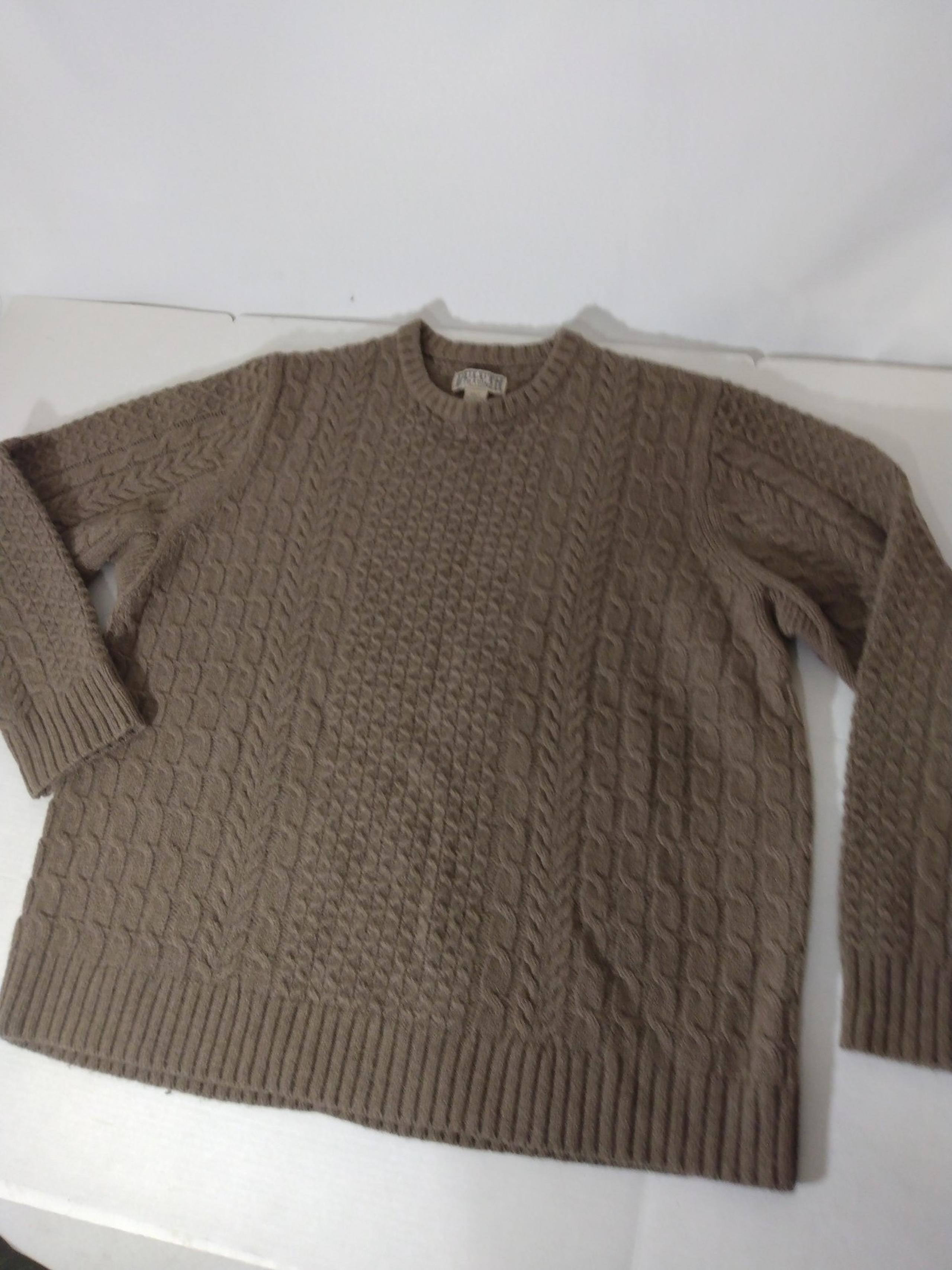 Mens Duluth Trading 100% Shetland Wool Fishermans Sweater Oatmeal Sz 2X Tall