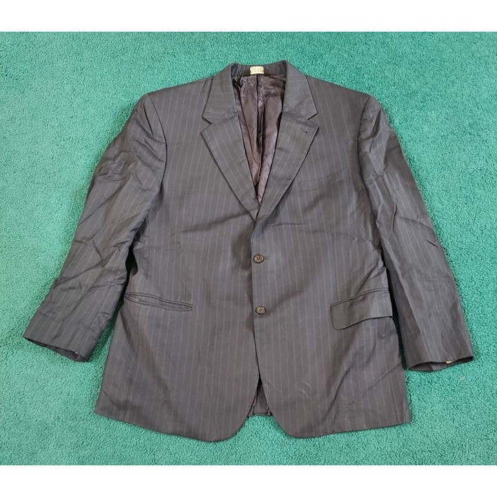 Jos. A. Bank Blazer Sport Coat Suit Jacket 46R Silk Wool Navy Pin Stripe Egypt M
