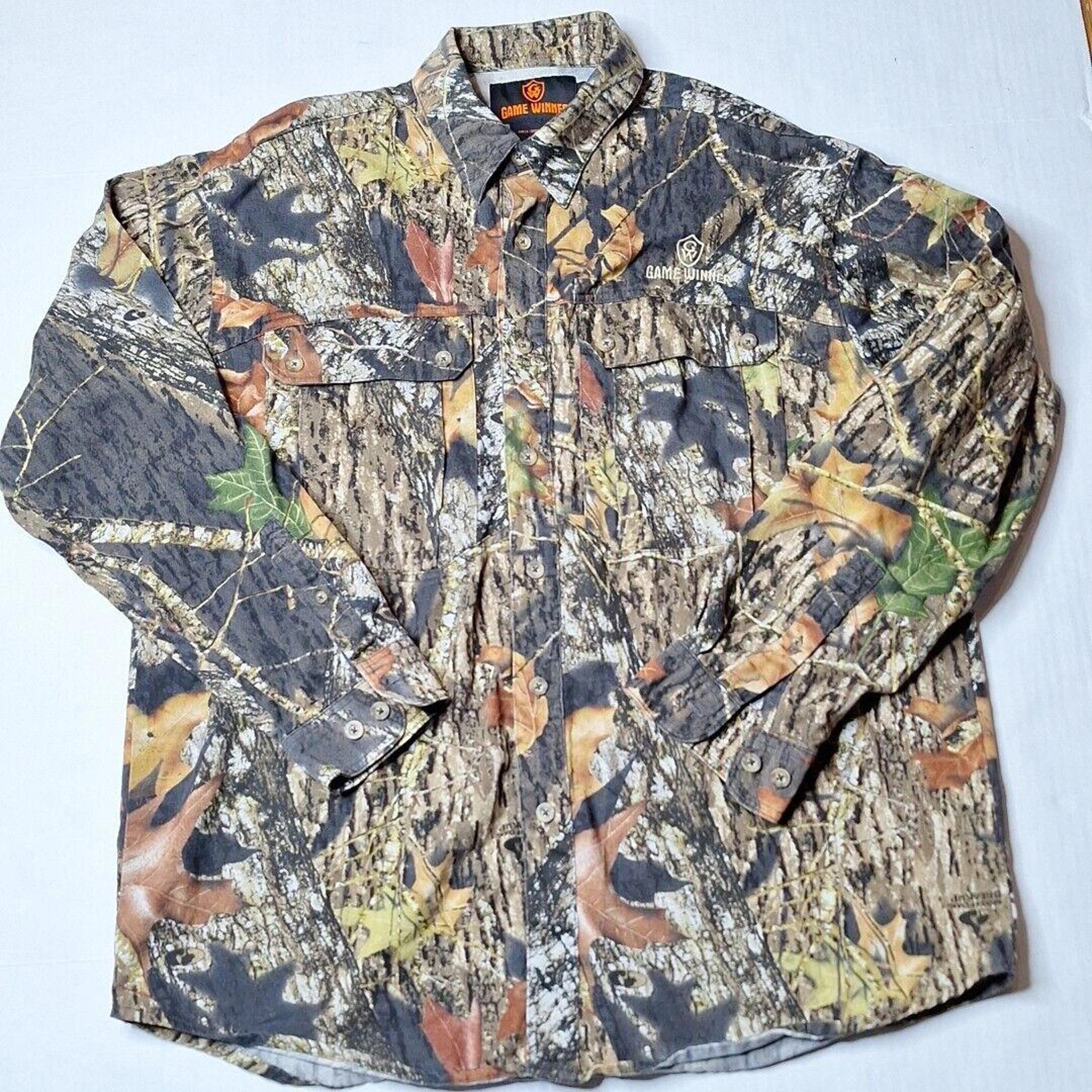 Vintage Game Winner Real Tree Shirt Button XL Mossy Oak Treestand Mens Camo