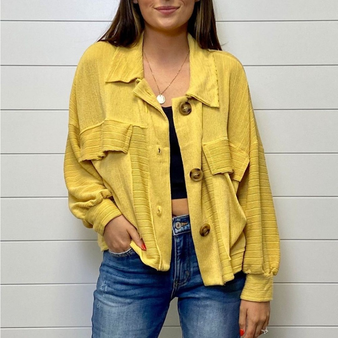 Bucket List Ribbed Semi Crop Shacket