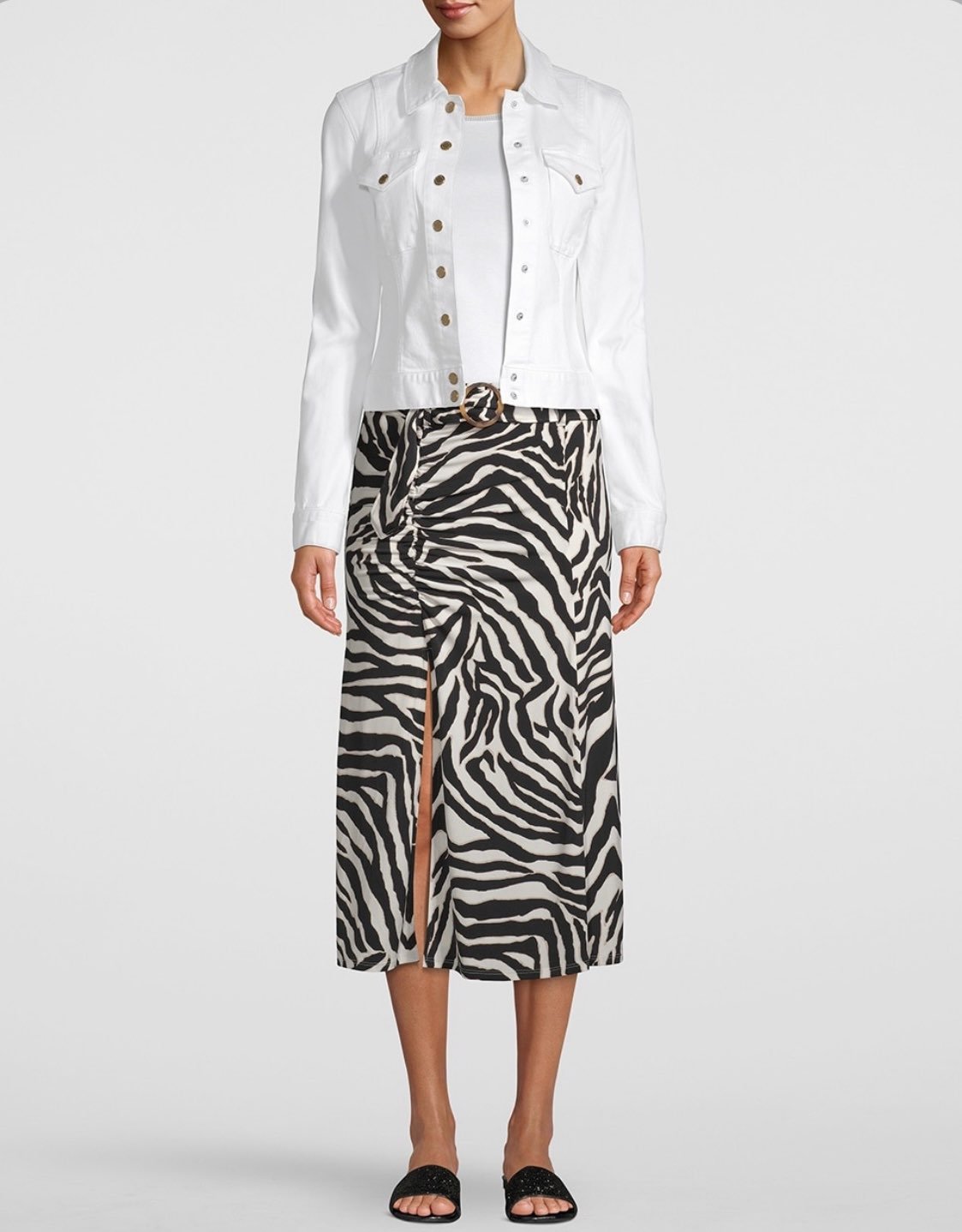 WHBM Zebra Belt Midi Skirt/Sz:XS/NWOT