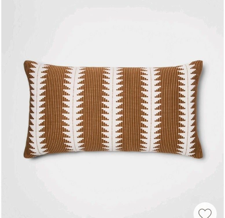 Threshold Wool//Cotton Woven Stripe Oversize Lumbar Throw Pillow Orange//Cream