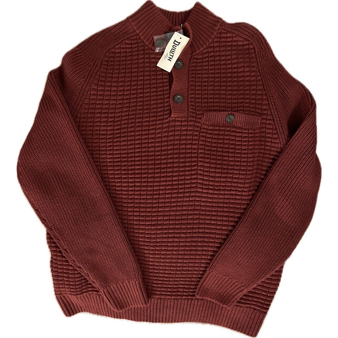 Duluth Sweater Men's Large Red Burly Retirement Button Up Mock Neck Sweater NWT