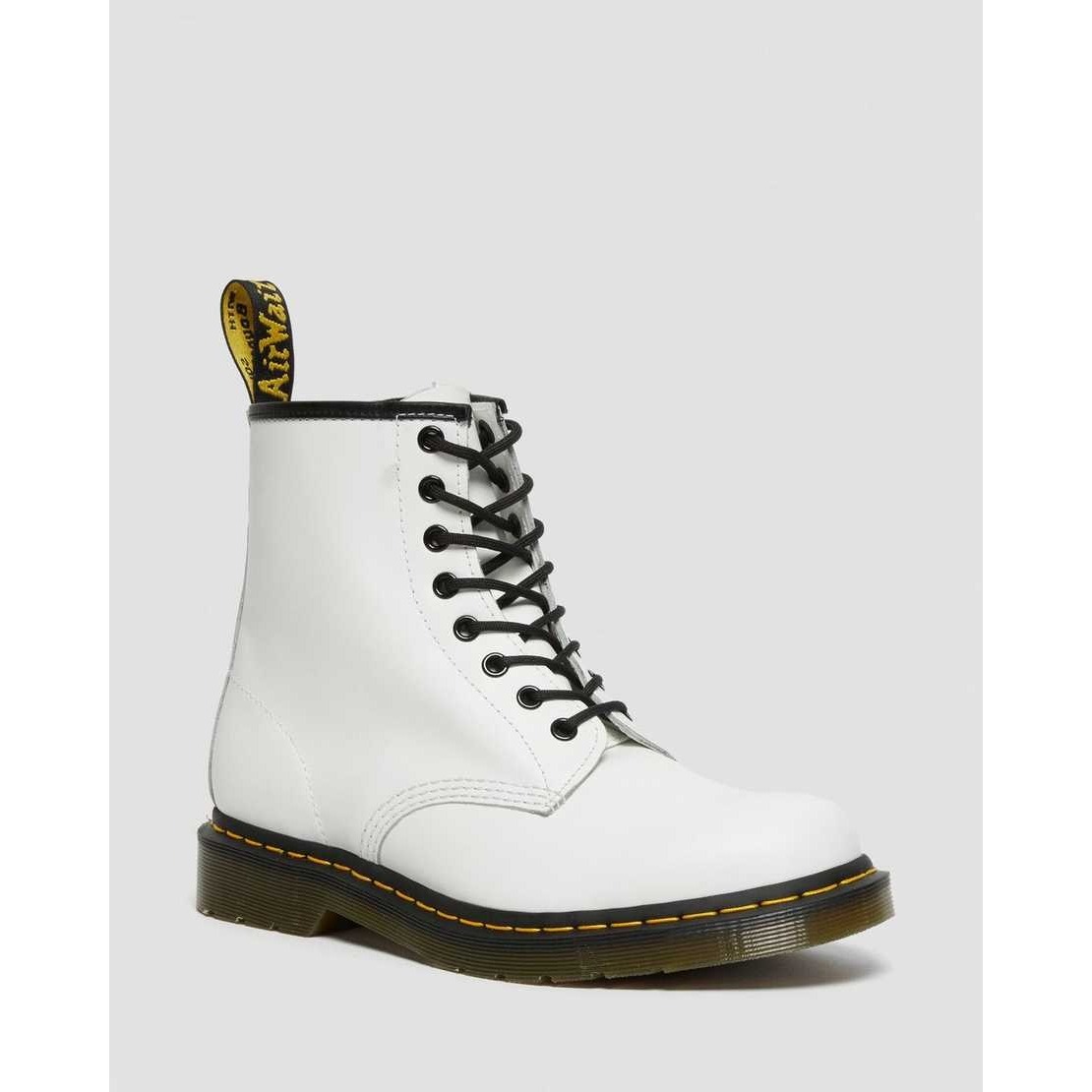 New DR MARTENS Airwair Smooth White Leather Lace Up Boots(Size 7 Lady|6 Men)#727