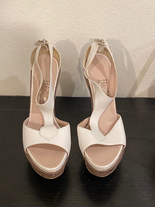 Vintage Ferragamo leather wedges