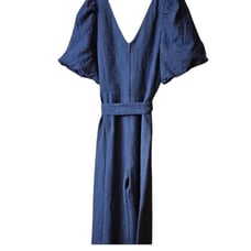 NWT 248 Lily Pulitzer Kirabelle Navy Blue Puff Sleeve V- Neck Jumpsuit Size 12