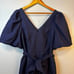 NWT 248 Lily Pulitzer Kirabelle Navy Blue Puff Sleeve V- Neck Jumpsuit Size 12