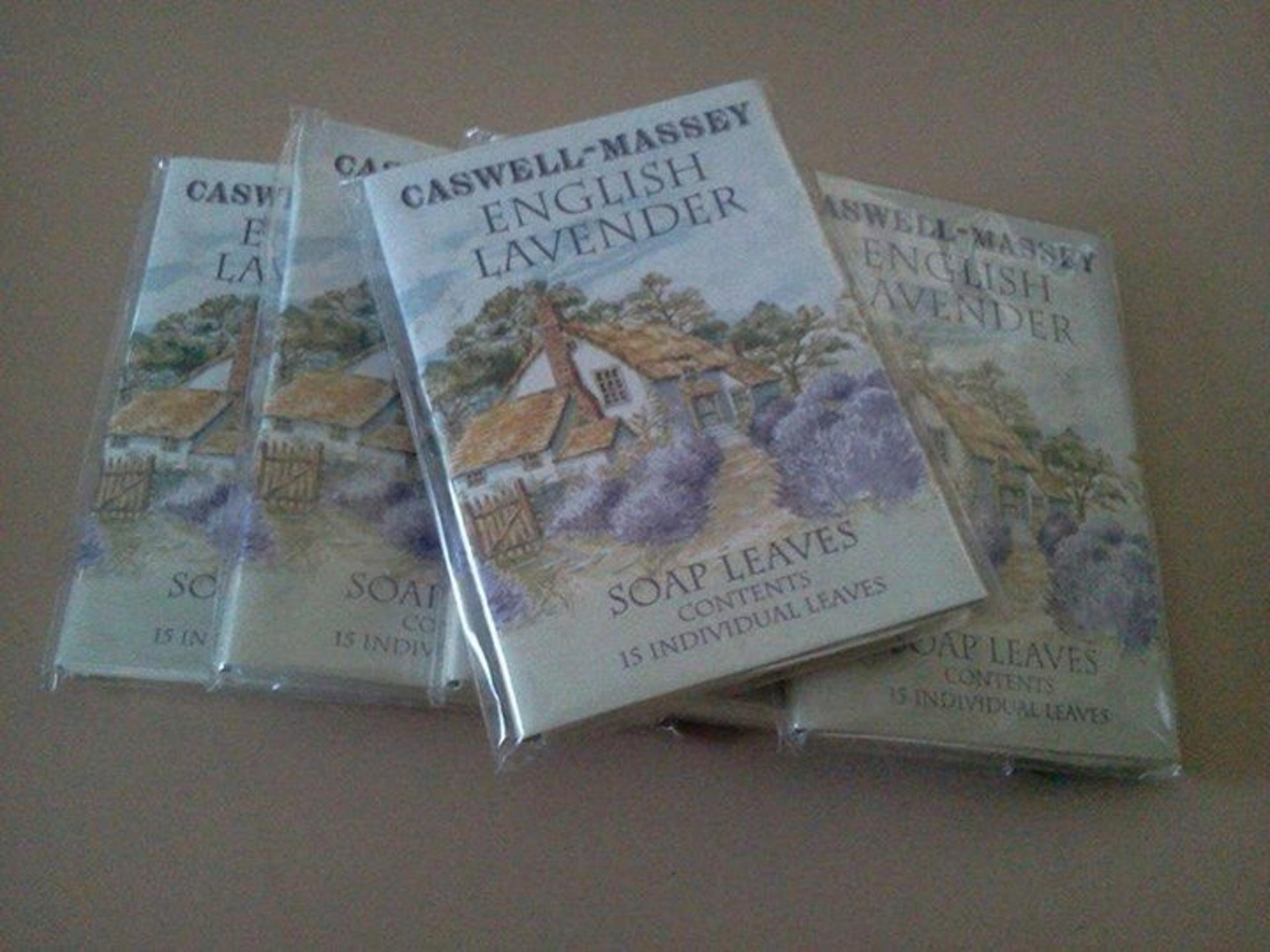 Caswell - Massey English Lavender Soap Leaves 5 Packages of 15 Leaves Each