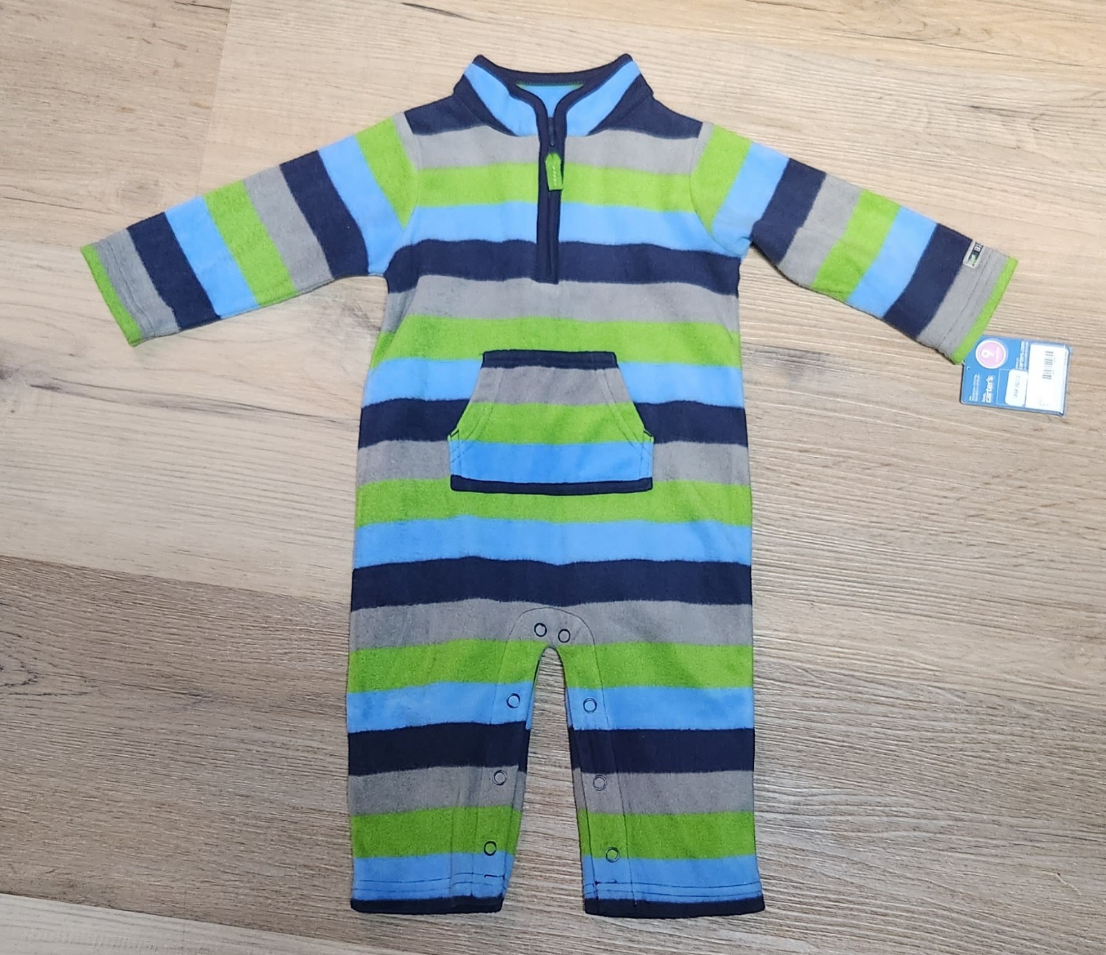 NWT Carter's Boys Warm Jumper in Blue, Gray, Green Striped sz 9 mo (BIN C)