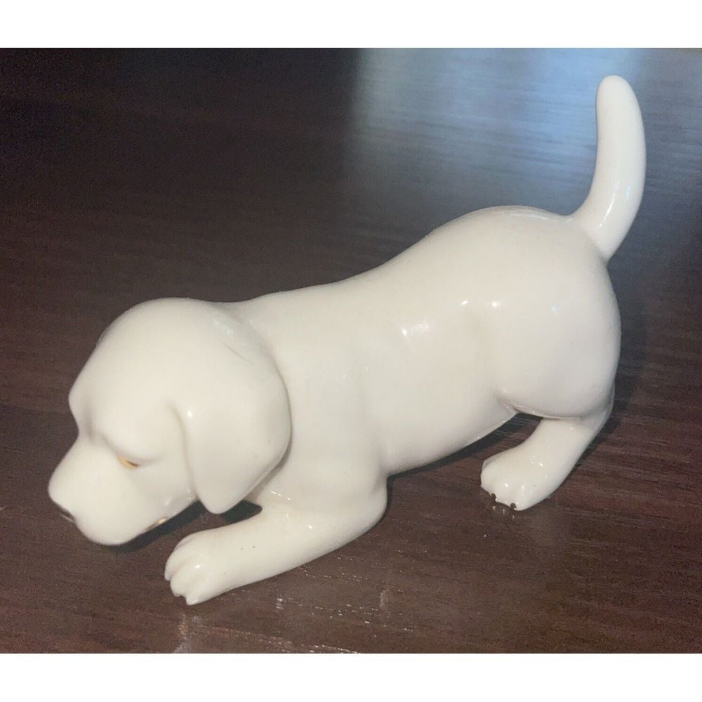 Lenox Labrador Retriever Golden Lab Puppy Dog Gold Cream Figurine 3.5