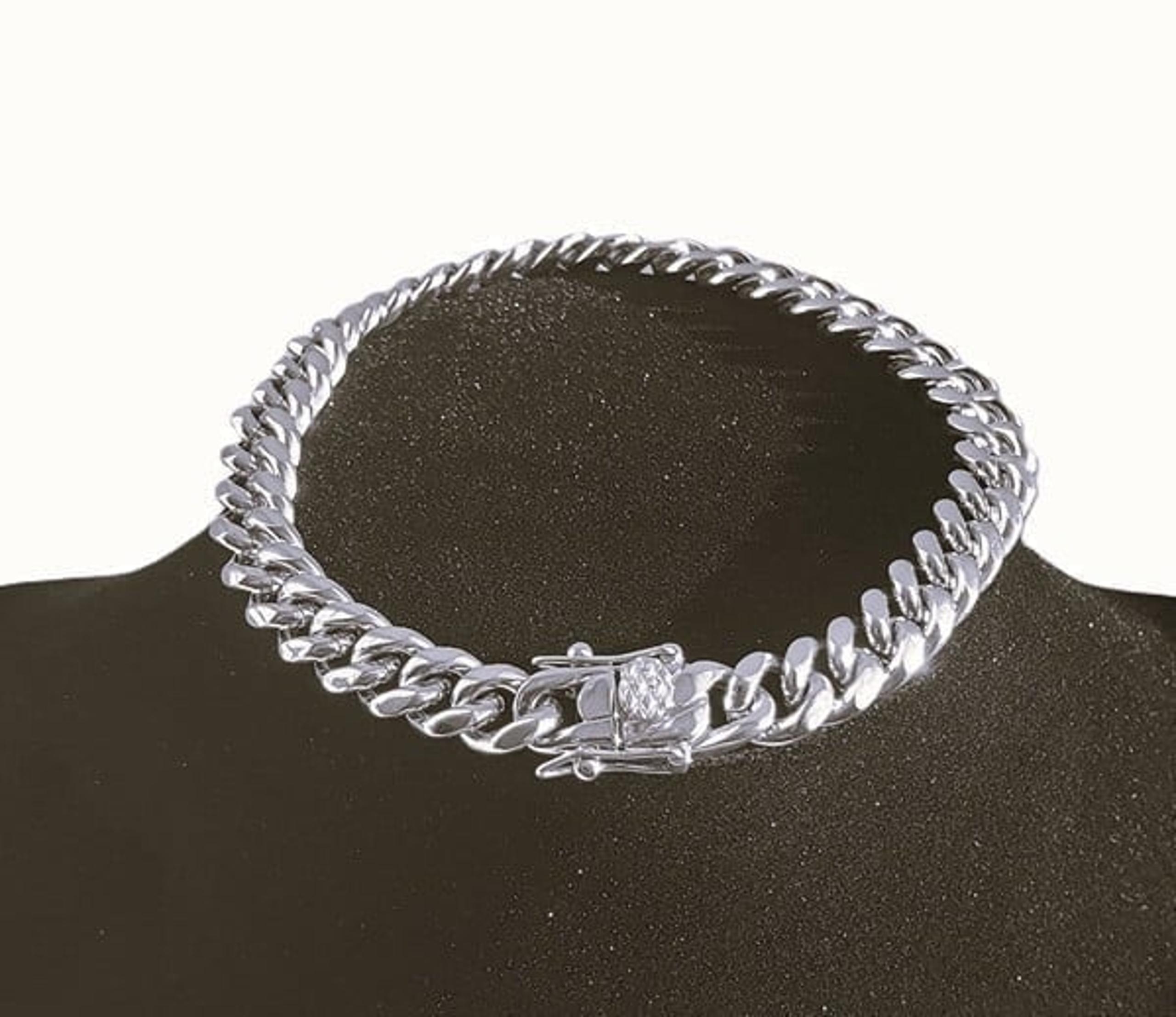 18K White Gold Locking Clasp Cuban Chain Link Womens Bracelet Silver Jewelry NEW