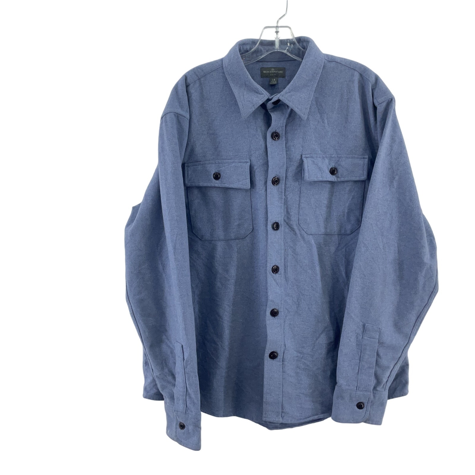 L.L. Bean Signature Men's Large Blue Cotton Button-Up Shirt