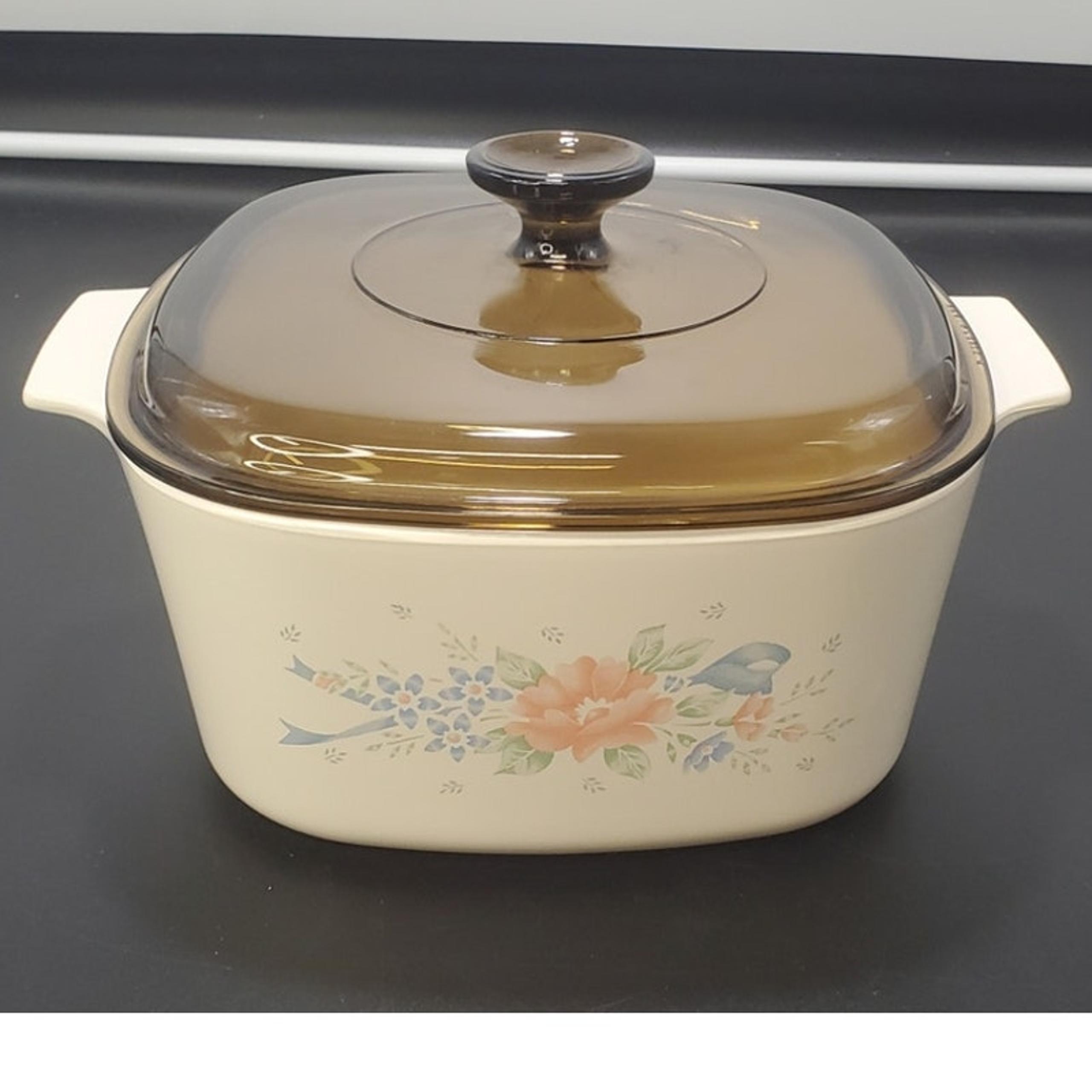 Vintage Corning Ware SymphonyA-3-B, 3L Casserole Dish with Amber Lid, PRE-OWNED