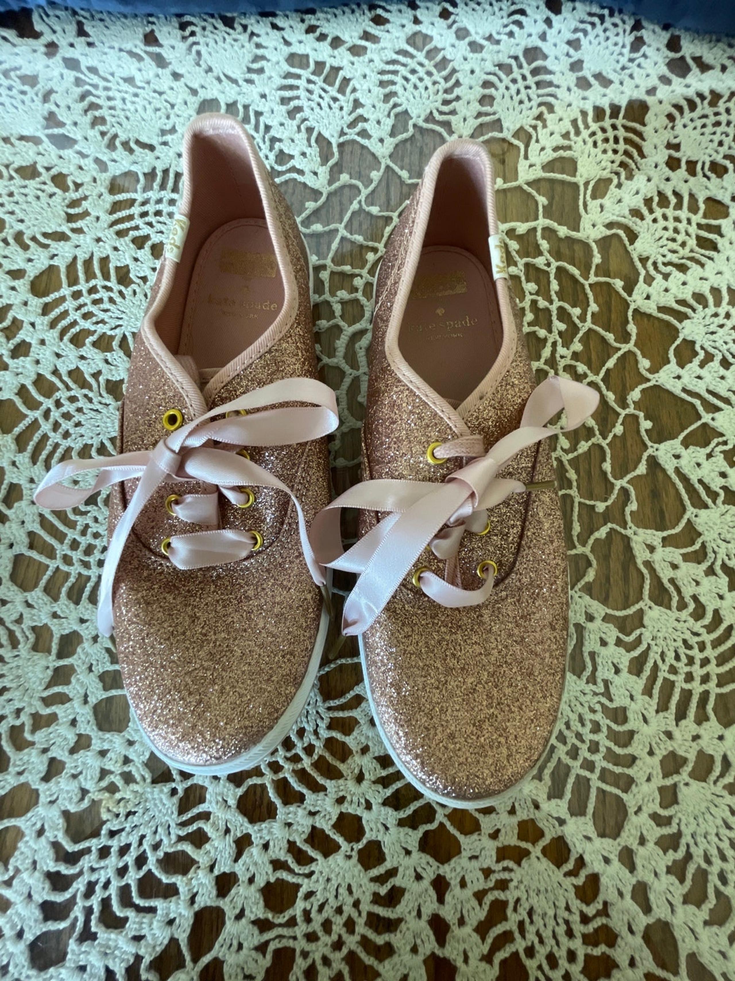 Kate Spade Champion Champagne/Rose Gold Glitter Keds Shoes -Size 4.5 Youth