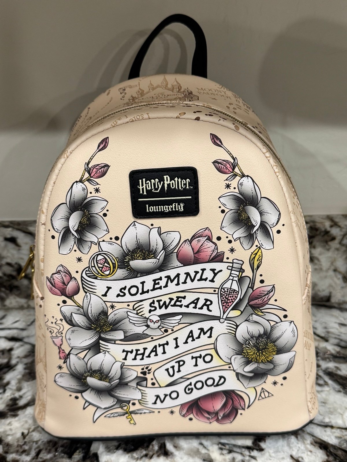 Loungefly Harry Potter Marauder's Map Floral Mini Backpack And Wallet Set