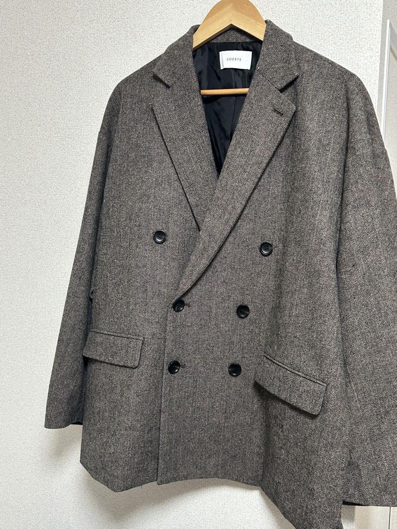 Soerte Oversized Double-Breasted Jacket, Gray, Size 2