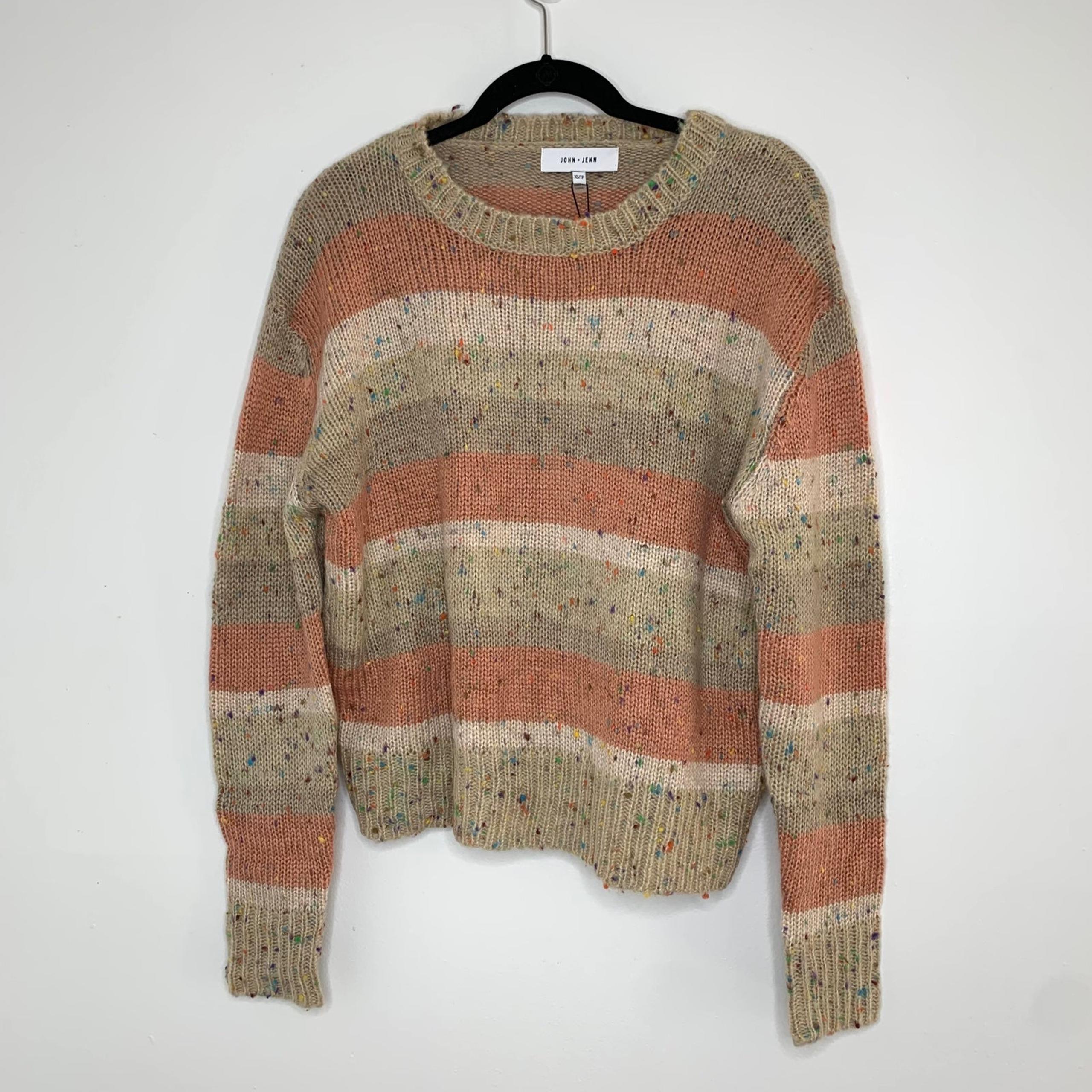 John + Jenn stripe multicolor crewneck sweater