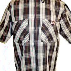 C1 Vintage Ben Davis Shirt Mechanic Zip Work Wear 1/2 Zip L Plaid Made in USA